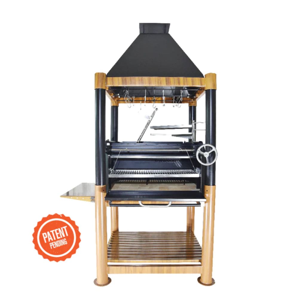 Tagwood BBQ The Beast Argentine Santa Maria Style 36" x 17" Stainless Steel Wood Fire and Charcoal Gaucho Grill BBQ02SI