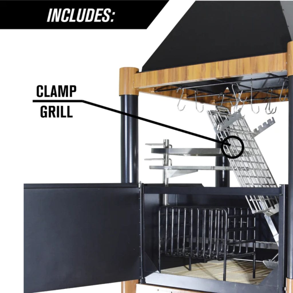 Tagwood BBQ The Beast Argentine Santa Maria Style 36" x 17" Stainless Steel Wood Fire and Charcoal Gaucho Grill BBQ02SI