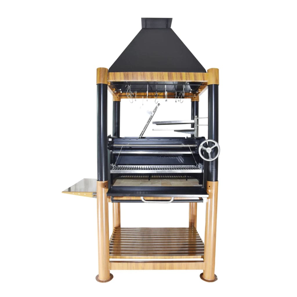 Tagwood BBQ The Beast Argentine Santa Maria Style 36" x 17" Stainless Steel Wood Fire and Charcoal Gaucho Grill BBQ02SI