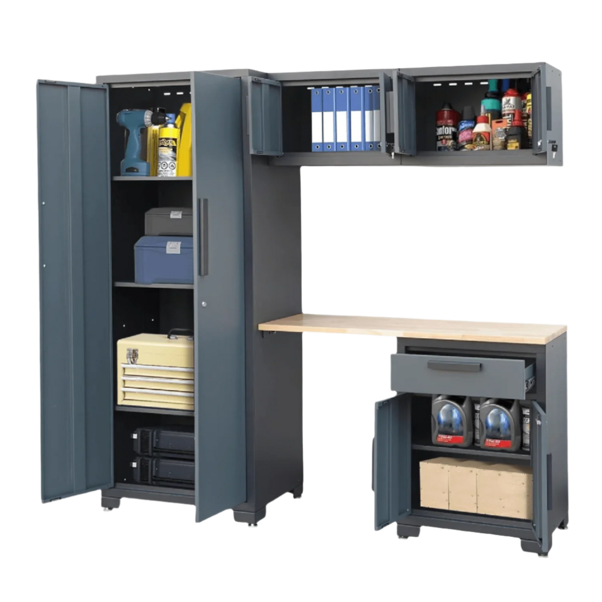 Chery Industrial 5-Piece Garage Storage Cabinet Set