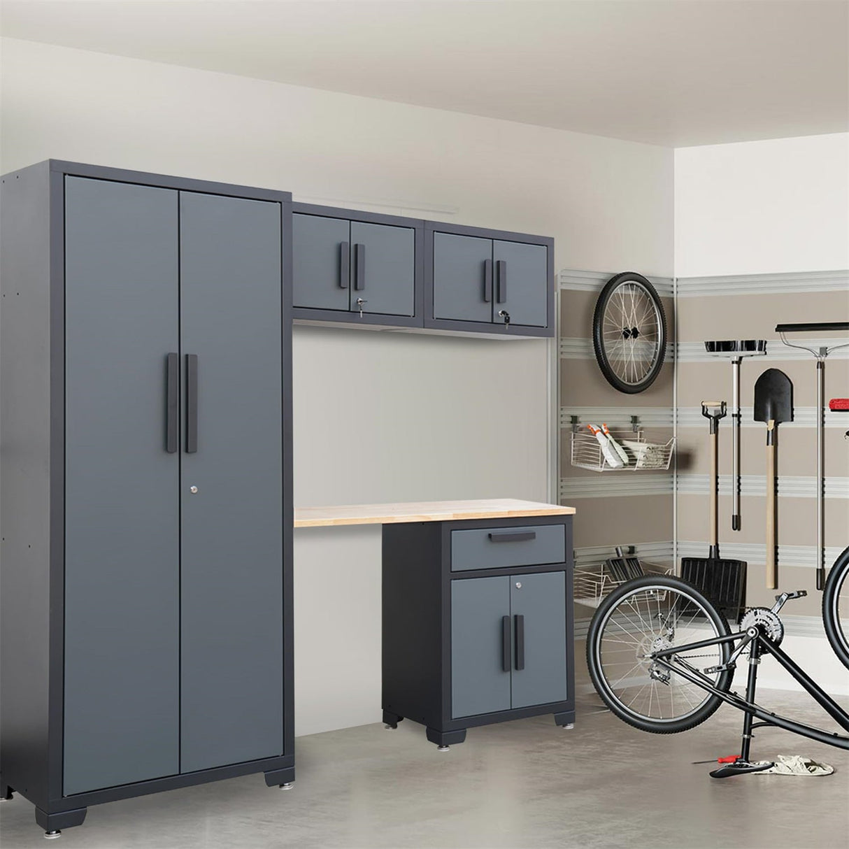Chery Industrial 5-Piece Garage Storage Cabinet Set