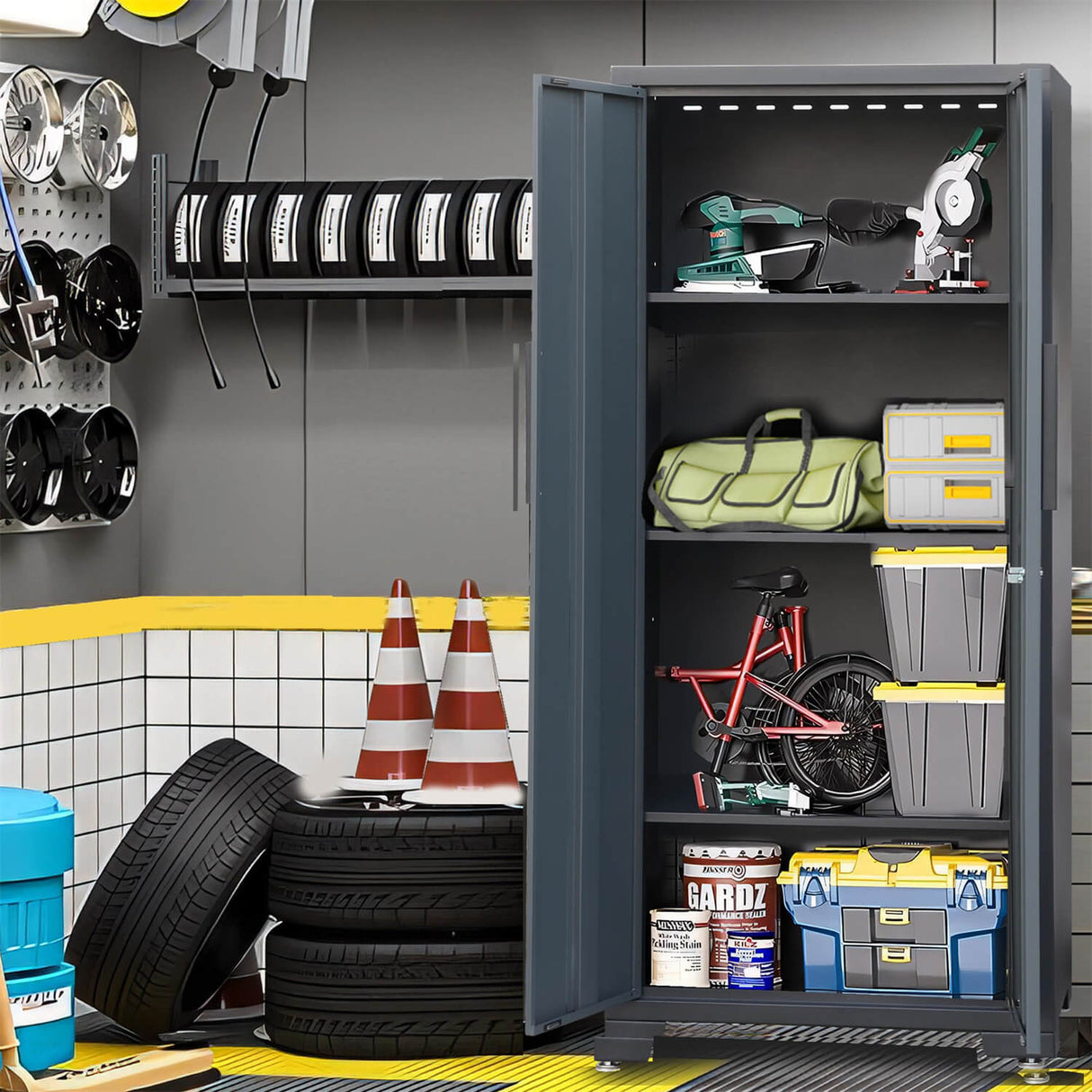 Chery Industrial 5-Piece Garage Storage Cabinet Set