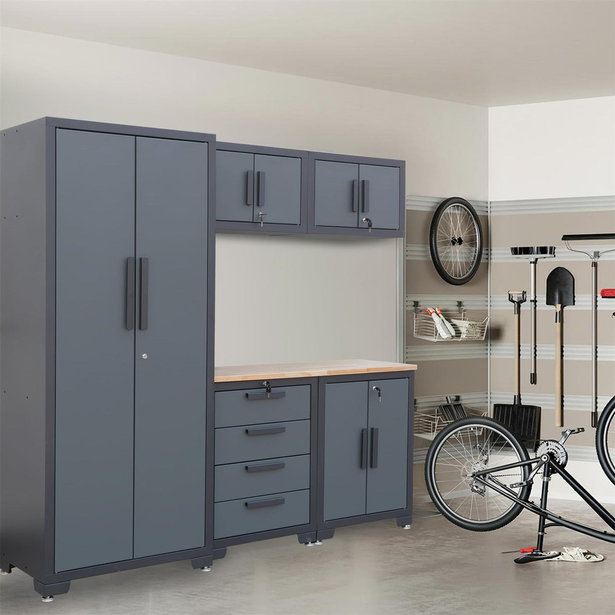 Chery Industrial 6-Piece Garage Storage Cabinet Set