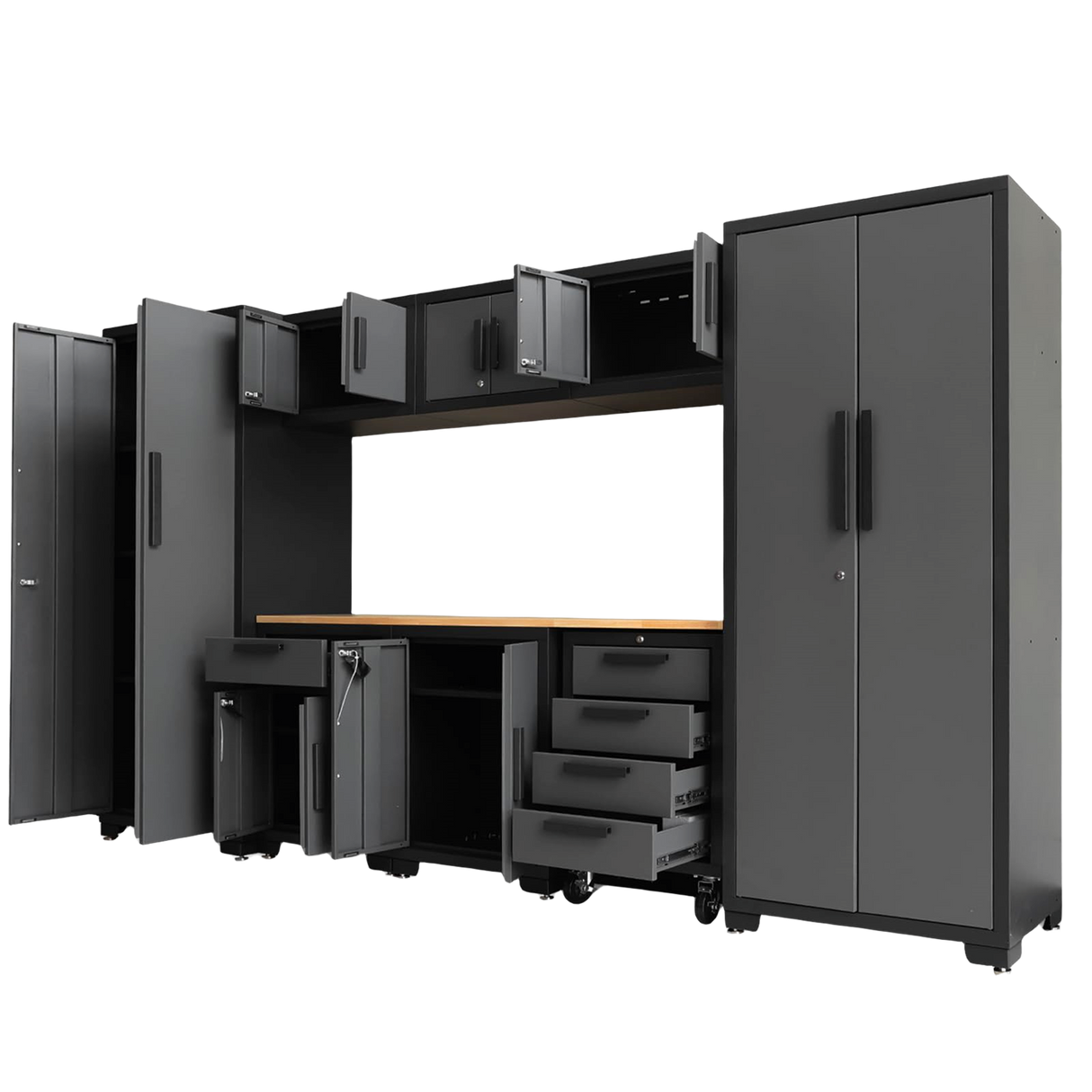 Chery Industrial 9-Piece Garage Storage Cabinet Set