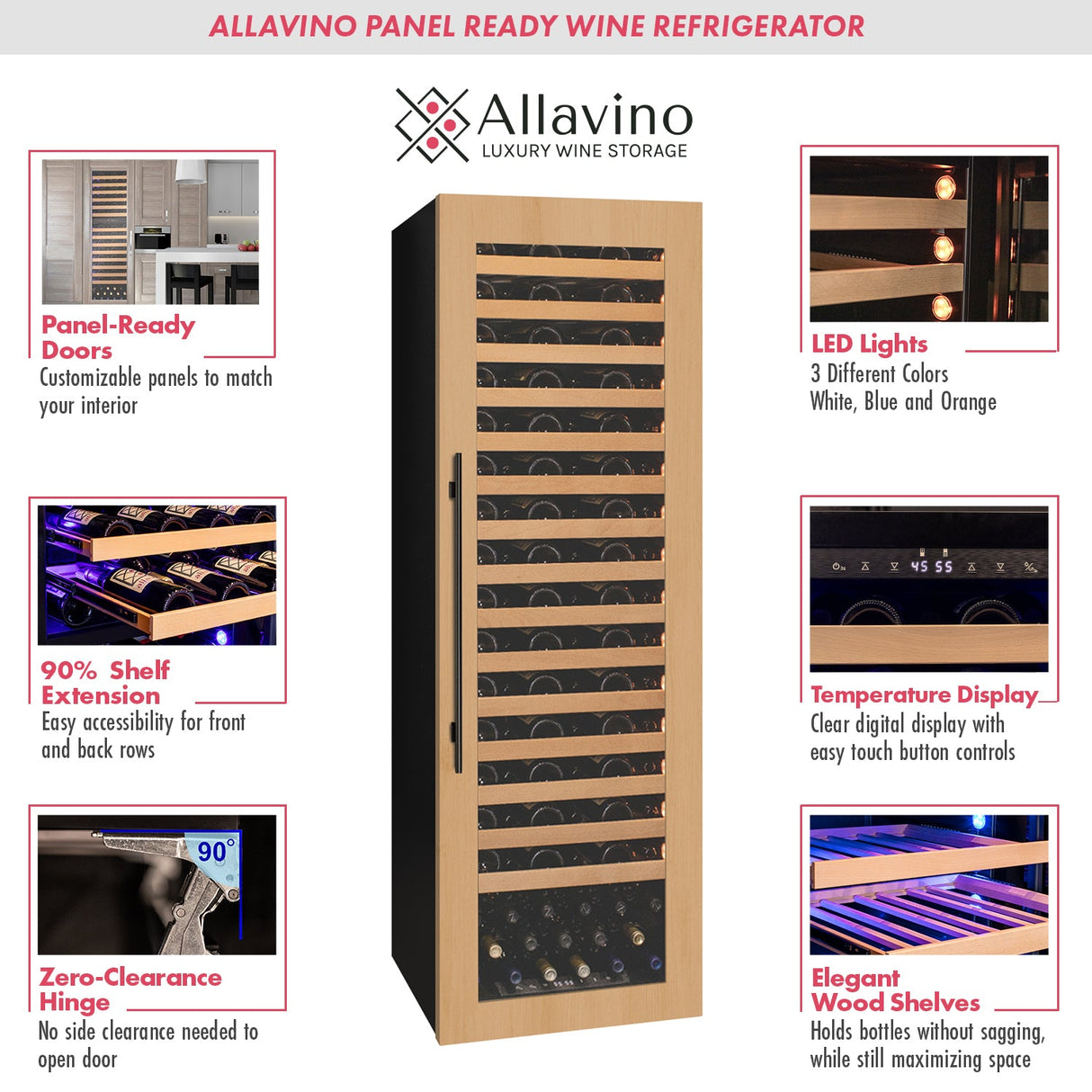 Allavino 107 Bottle Single Zone Panel Ready Wine Refrigerator VCWR-107PRS-1R