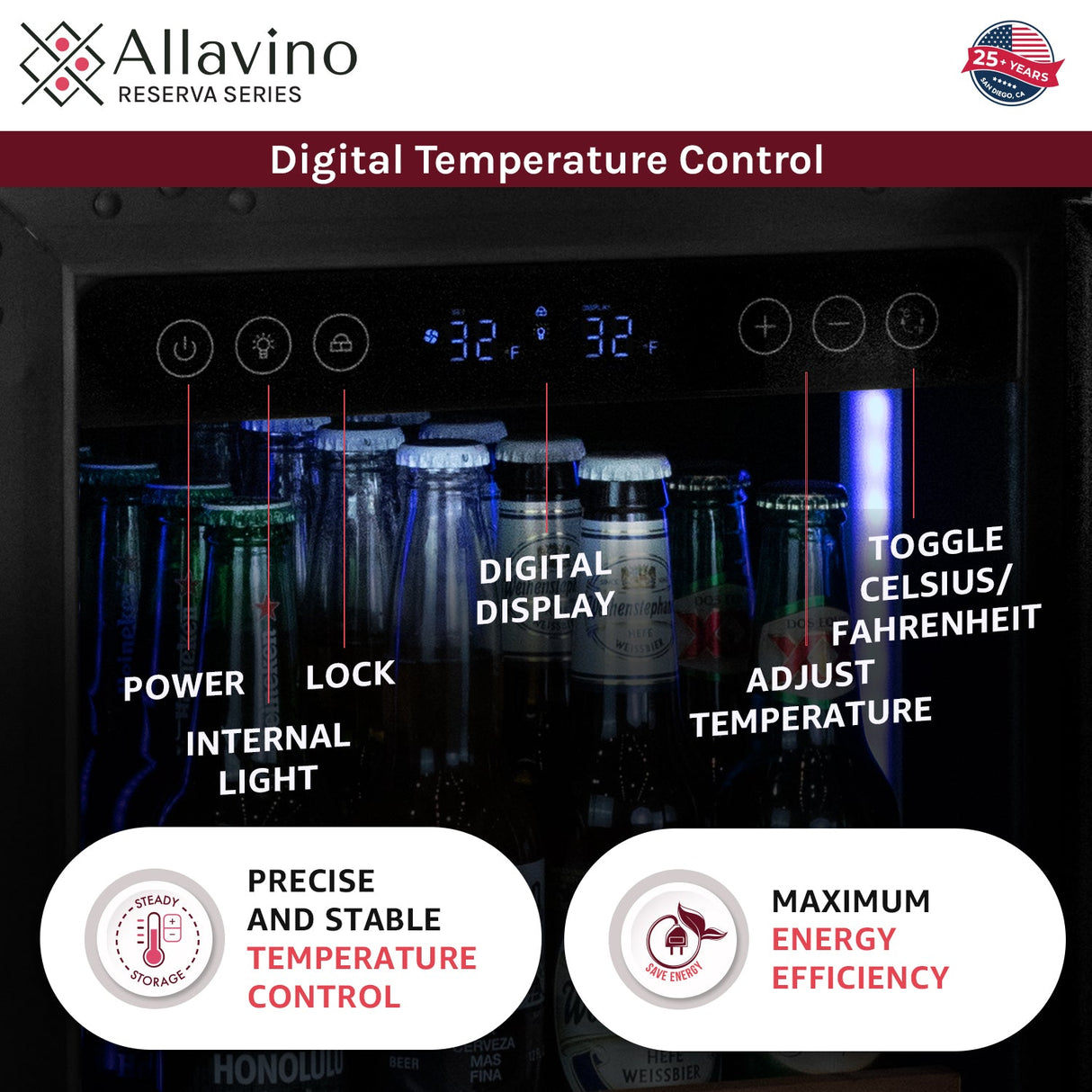 Allavino 15” Reserva Series Stainless Steel Right Hinge Beverage Center