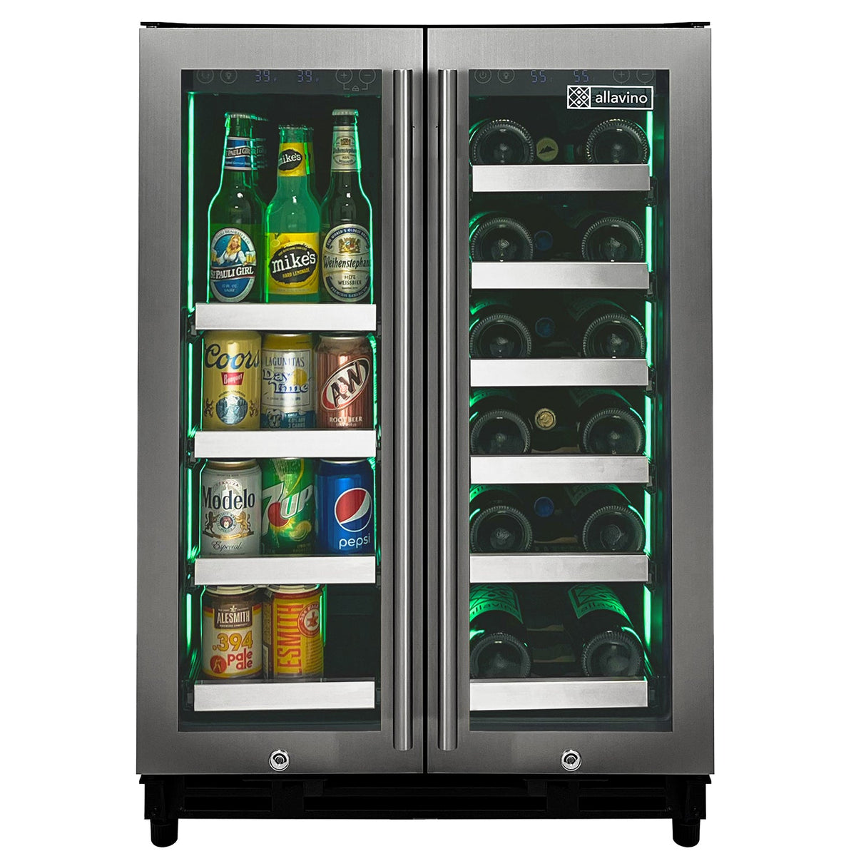 Allavino Reserva Series 24″ Wide Two-Door Stainless Steel Wine Refrigerator & Beverage Center Dual-Zone Wine Cooler VSBCW34FD-2S