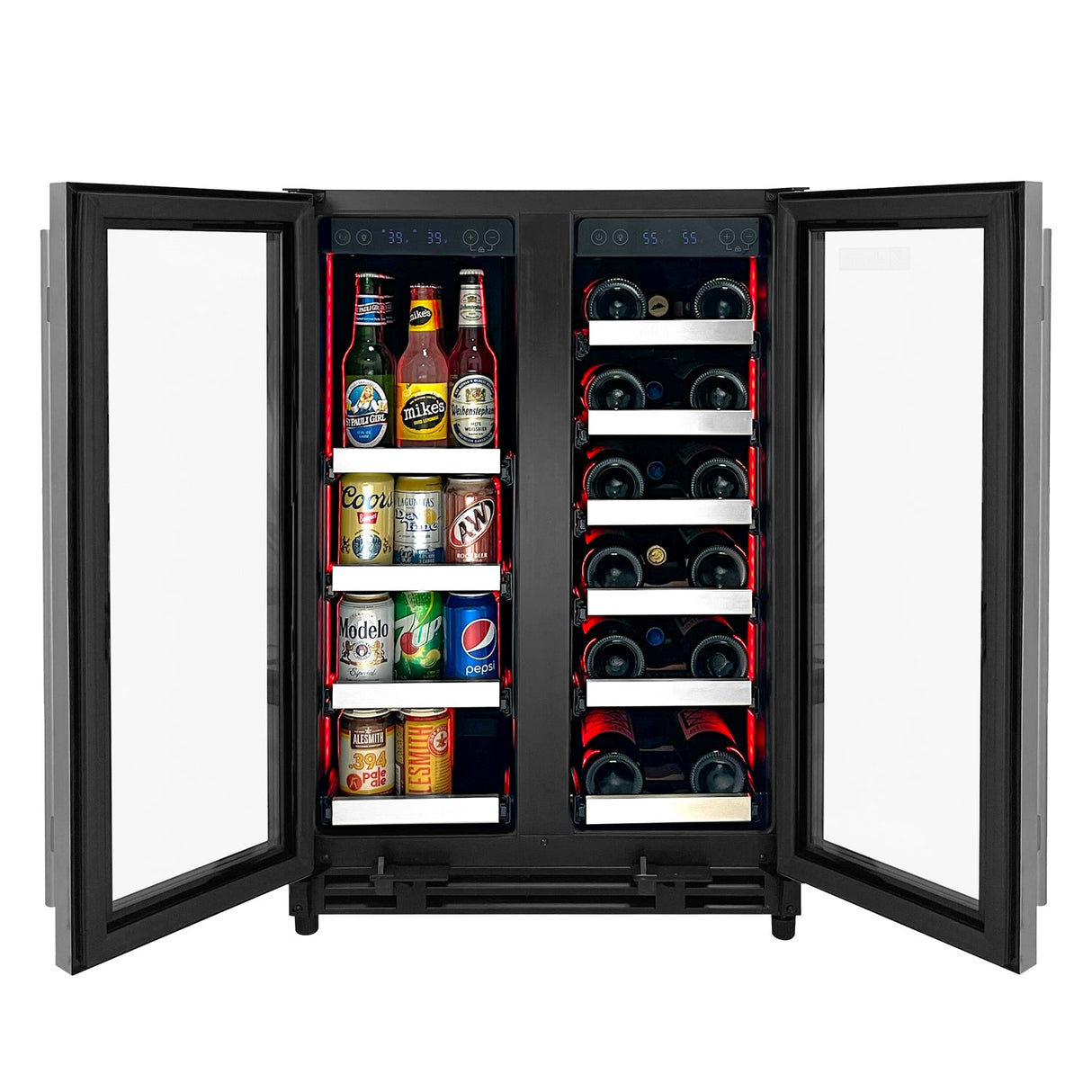 Allavino Reserva Series 24″ Wide Two-Door Stainless Steel Wine Refrigerator & Beverage Center Dual-Zone Wine Cooler VSBCW34FD-2S