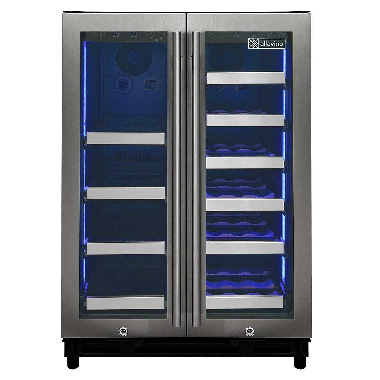 Allavino Reserva Series 24″ Wide Two-Door Stainless Steel Wine Refrigerator & Beverage Center Dual-Zone Wine Cooler VSBCW34FD-2S