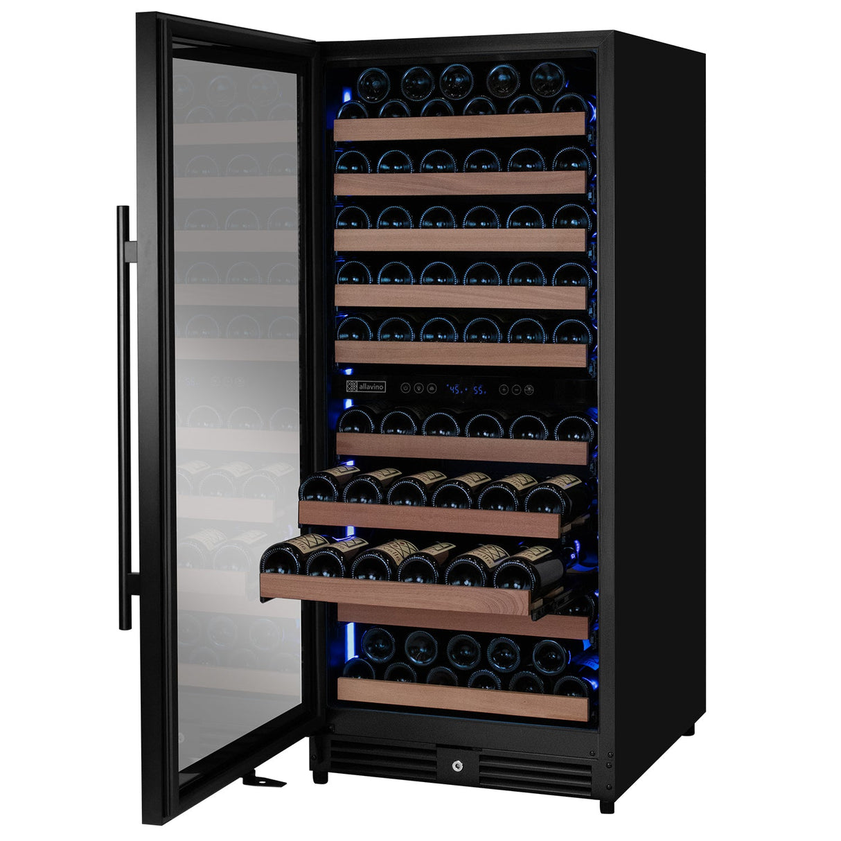 Allavino Reserva Series 119-Bottle 55″ Semi-Tall Dual Zone Left Hinge Black Metal Wine Refrigerator
