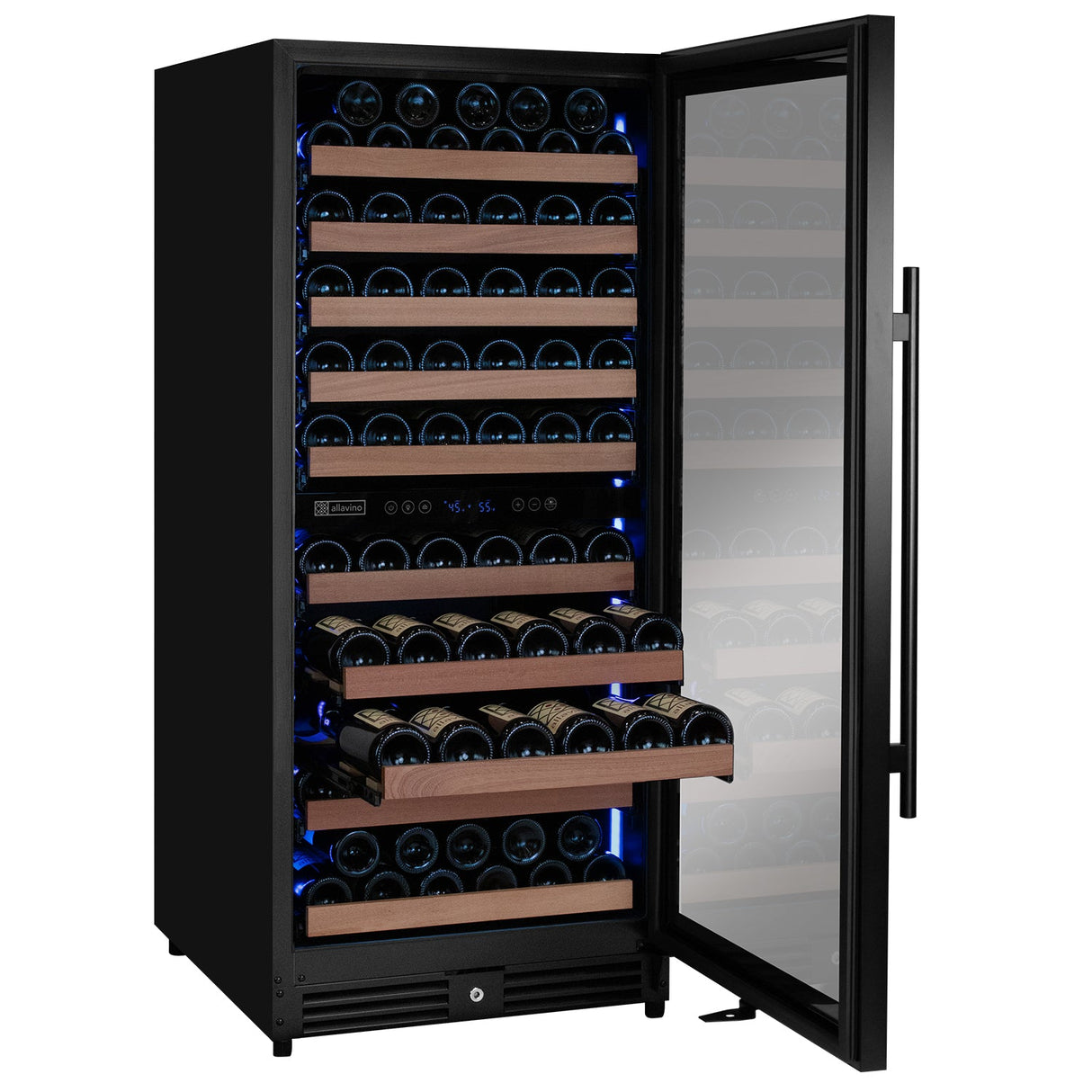 Allavino Reserva Series 119‑Bottle 55″ Semi Tall Dual Zone Right Hinge Black Metal Wine Refrigerator VSW11955D‑2BR