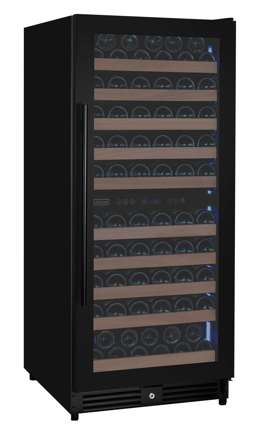 Allavino Reserva Series 119‑Bottle 55″ Semi Tall Dual Zone Right Hinge Black Metal Wine Refrigerator VSW11955D‑2BR