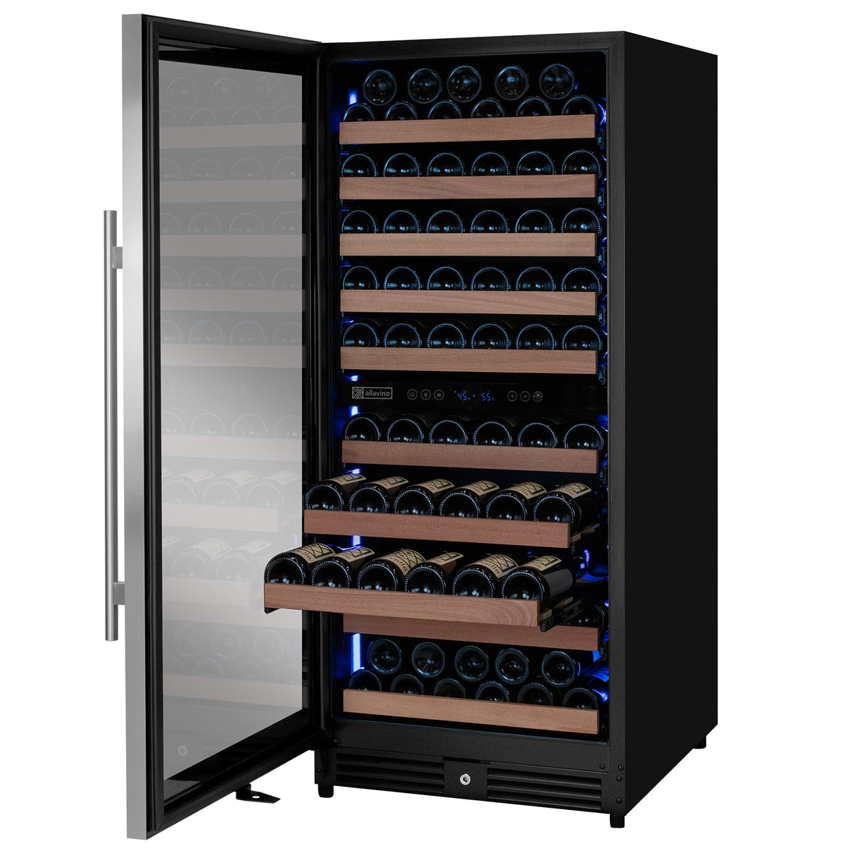 Allavino Reserva Series 119-Bottle 55″ Tall Dual Zone Left Hinge Stainless Steel Wine Refrigerator VSW11955D-2SL