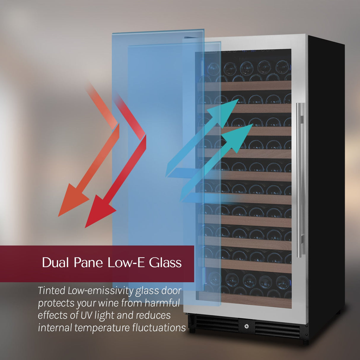 Allavino Reserva Series 119 Bottle 55" Tall Single Zone Left Hinge Stainless Steel Wine Refrigerator