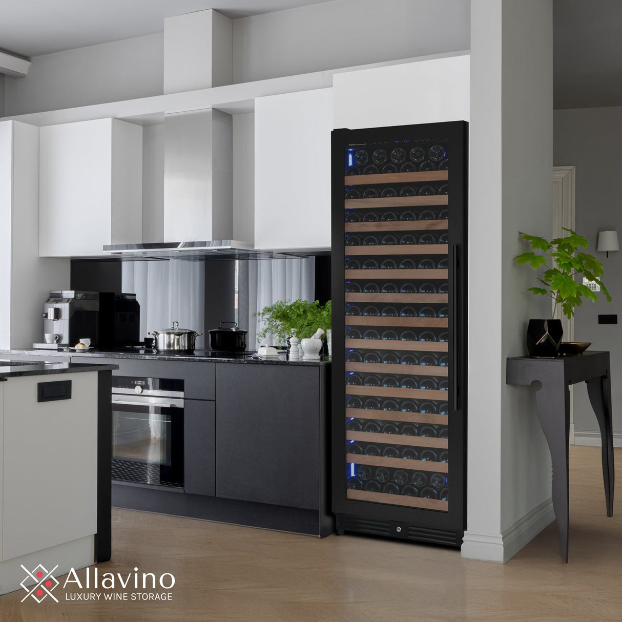 Allavino Reserva Series 163 Bottle 71" Tall Single Zone Right Hinge Black Metal Wine Cooler Refrigerator