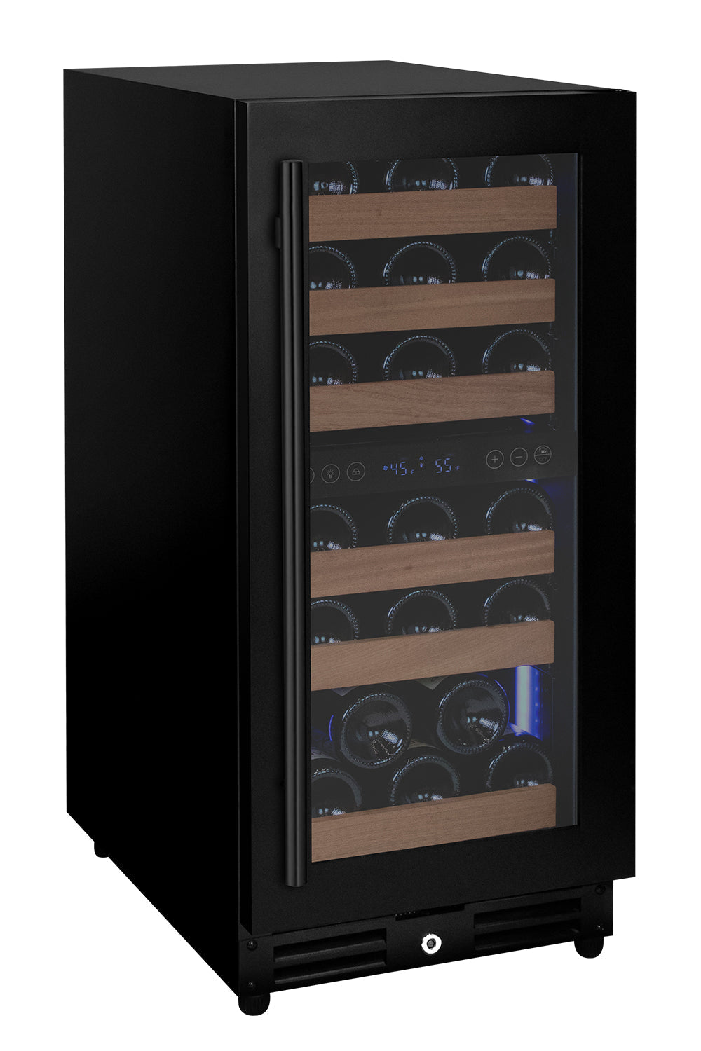 Allavino 15" Wide Reserva Series 30-Bottle Dual Zone Black Right Hinge Wine Refrigerator