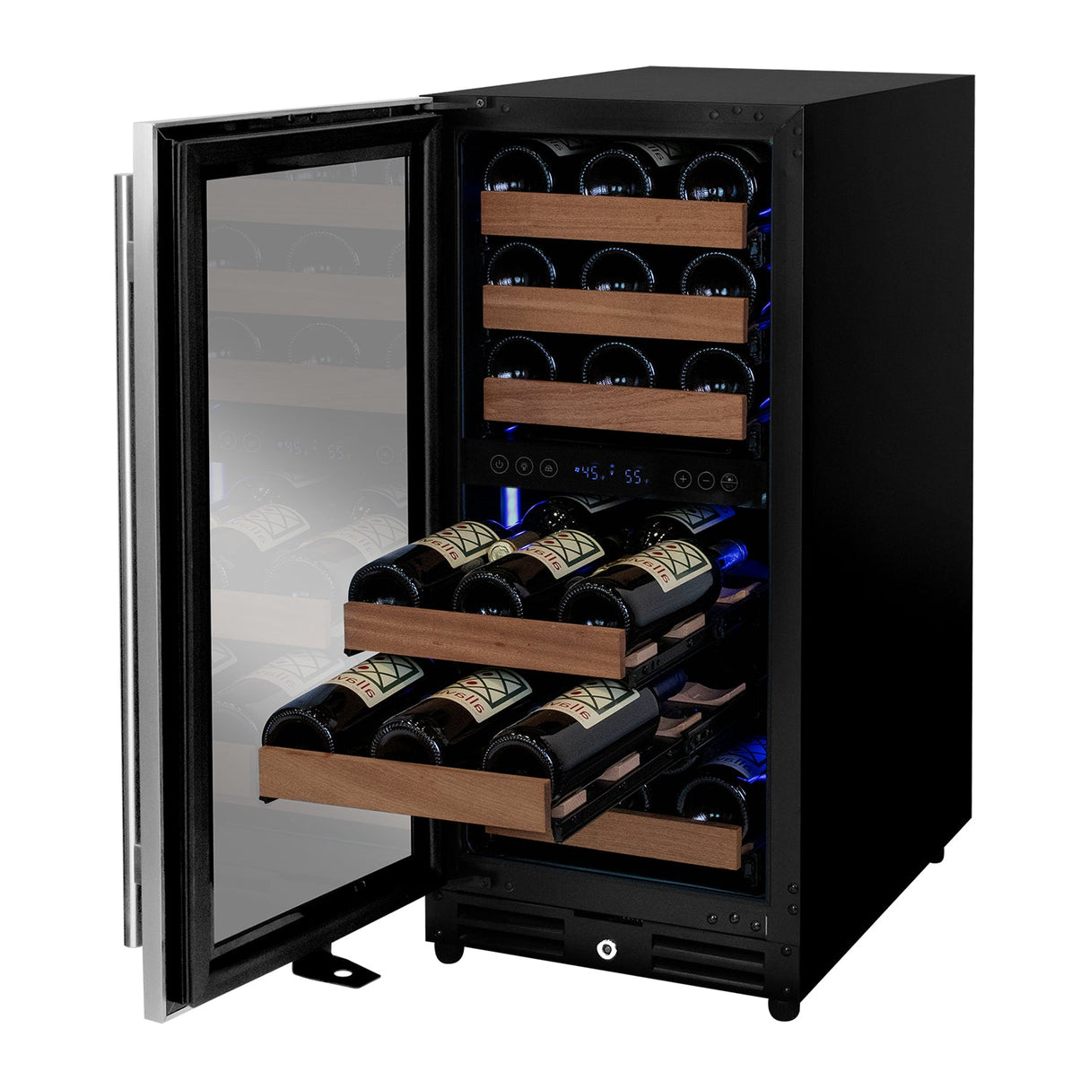 Allavino Reserva Series 15" Wide 30 Bottle Dual Zone Stainless Steel Left Hinge Wine Refrigerator