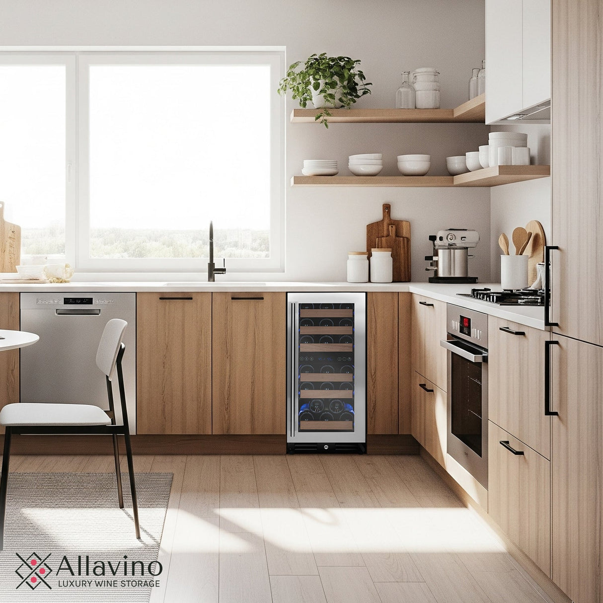 Allavino Reserva Series 15" Wide 30 Bottle Dual Zone Stainless Steel Left Hinge Wine Refrigerator