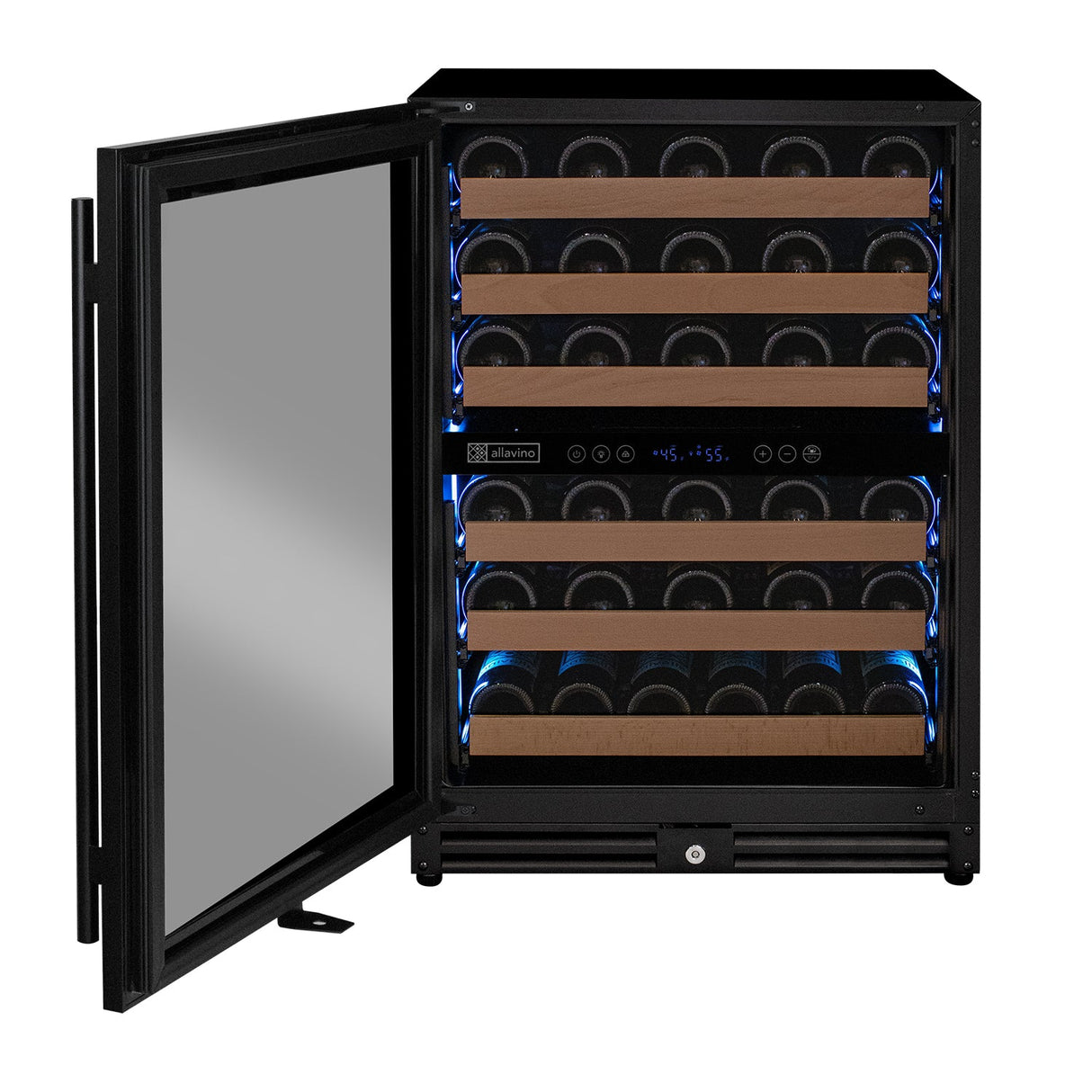 Allavino Reserva Series 51-Bottle Dual Zone Built-In Luxury Wine Refrigerator with Black Door Left Hinge VSW5134D-2BL