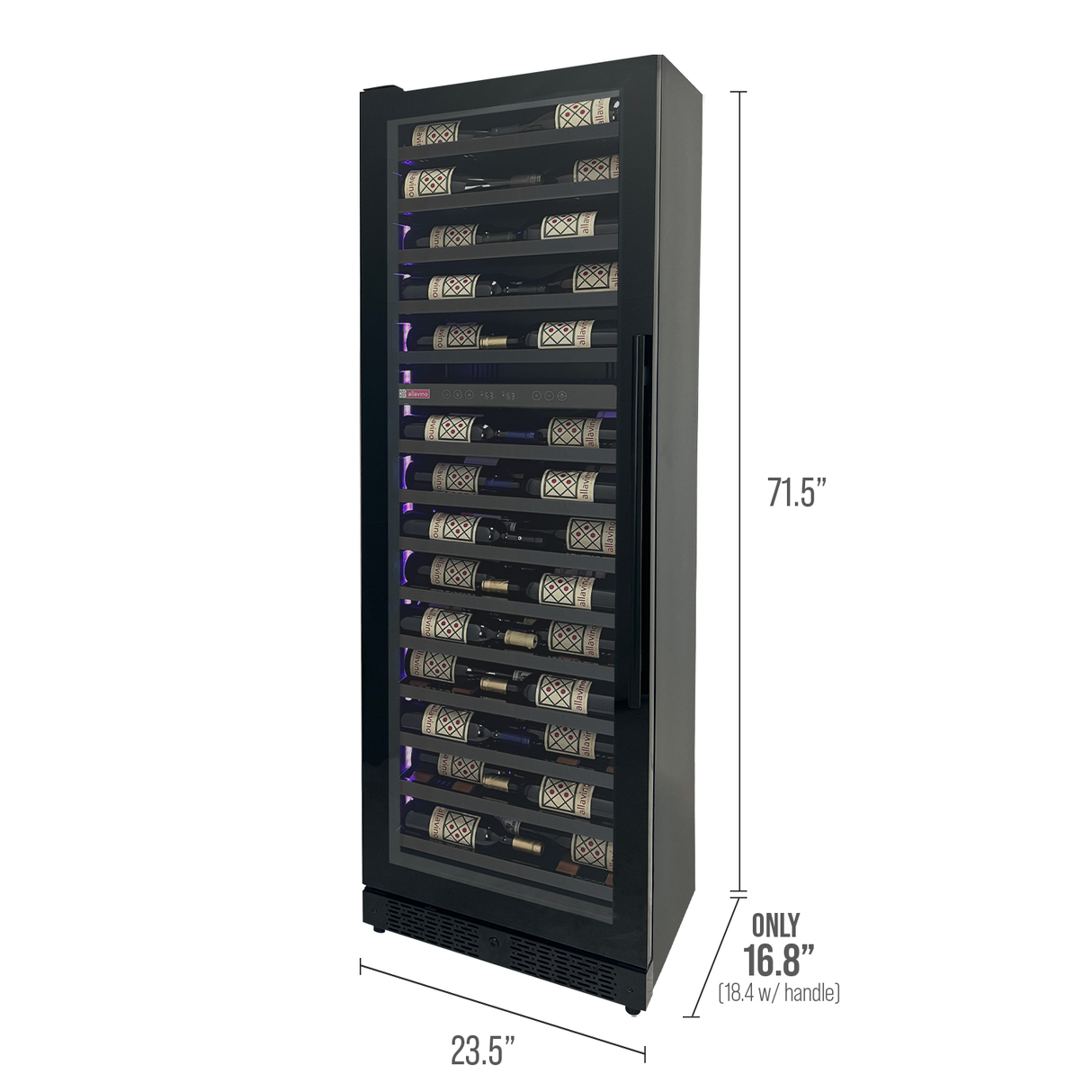 Allavino Reserva Series 67″ 71″ Tall Dual Zone Left Hinge Black Shallow Wine Refrigerator Console