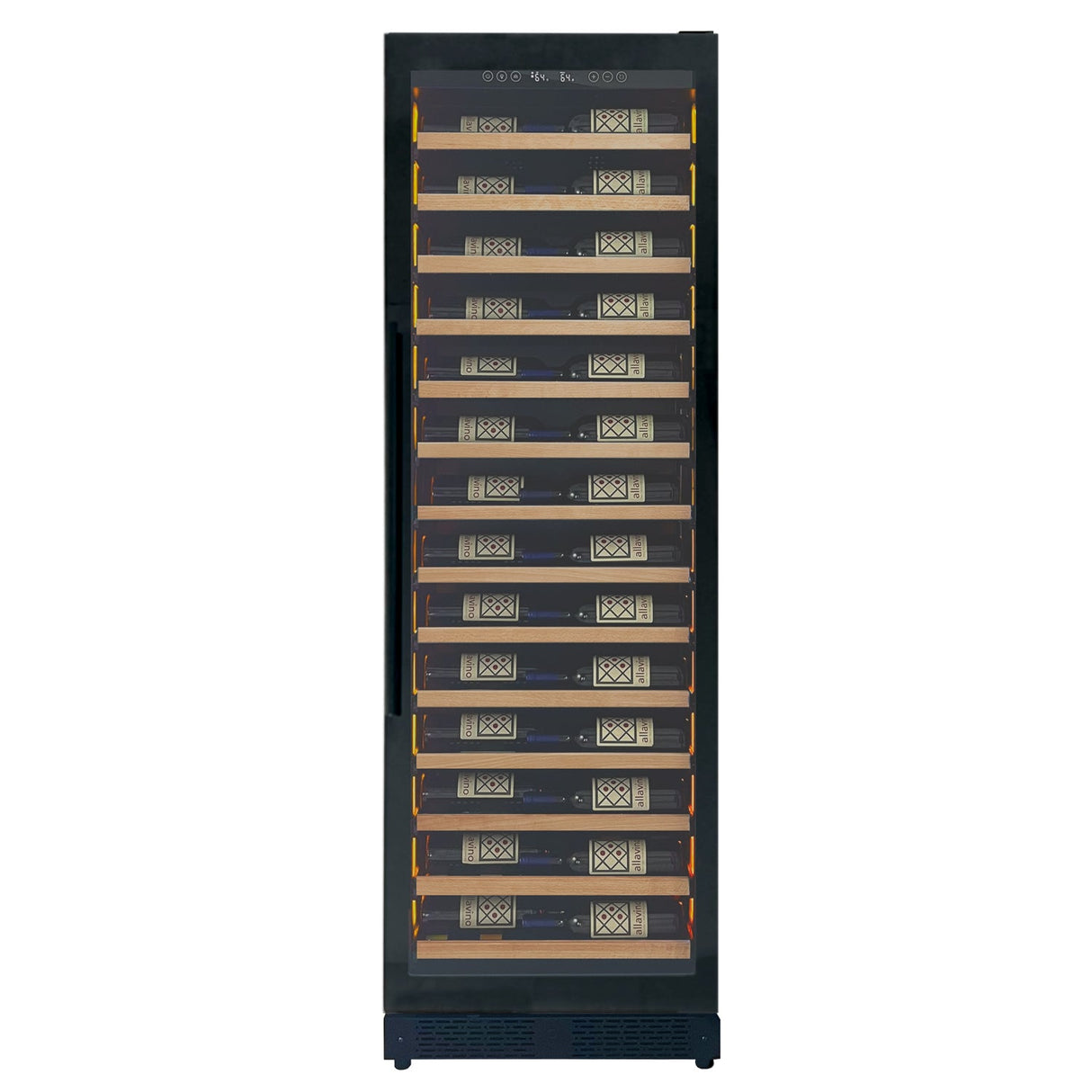 Allavino Reserva Series 67 Bottle 71″ Tall Single Zone Right Hinge Black Shallow Wine Refrigerator with Wood Front Shelves
