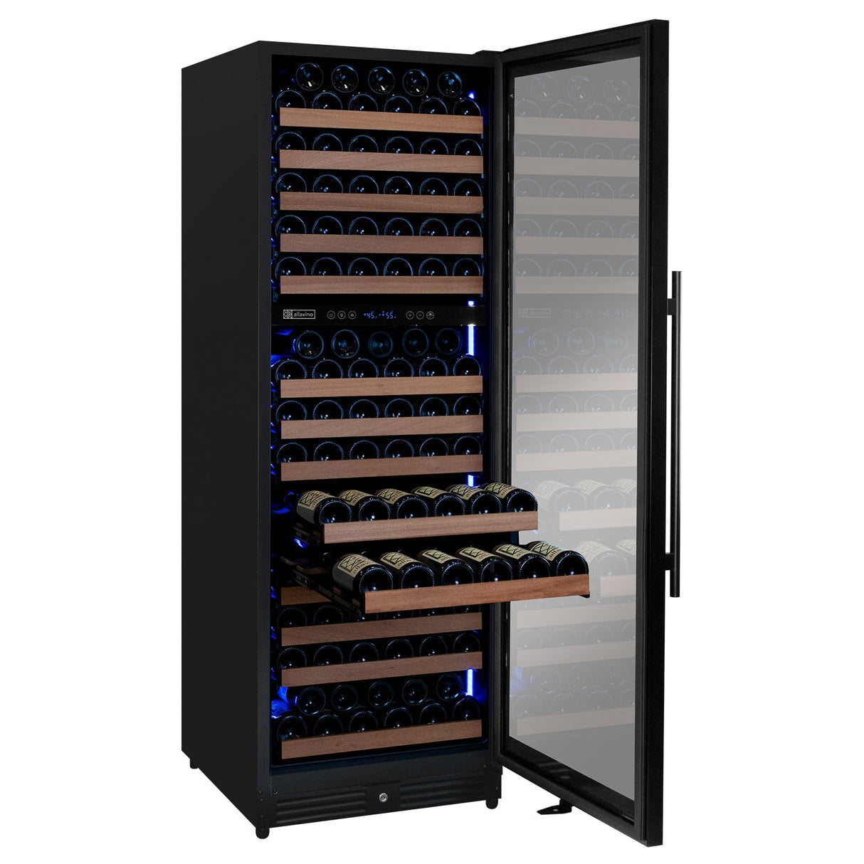 Allavino Reserva Series 172 Bottle Dual Zone Built-in Wine Refrigerator with Black Metal Door - Right Hinge