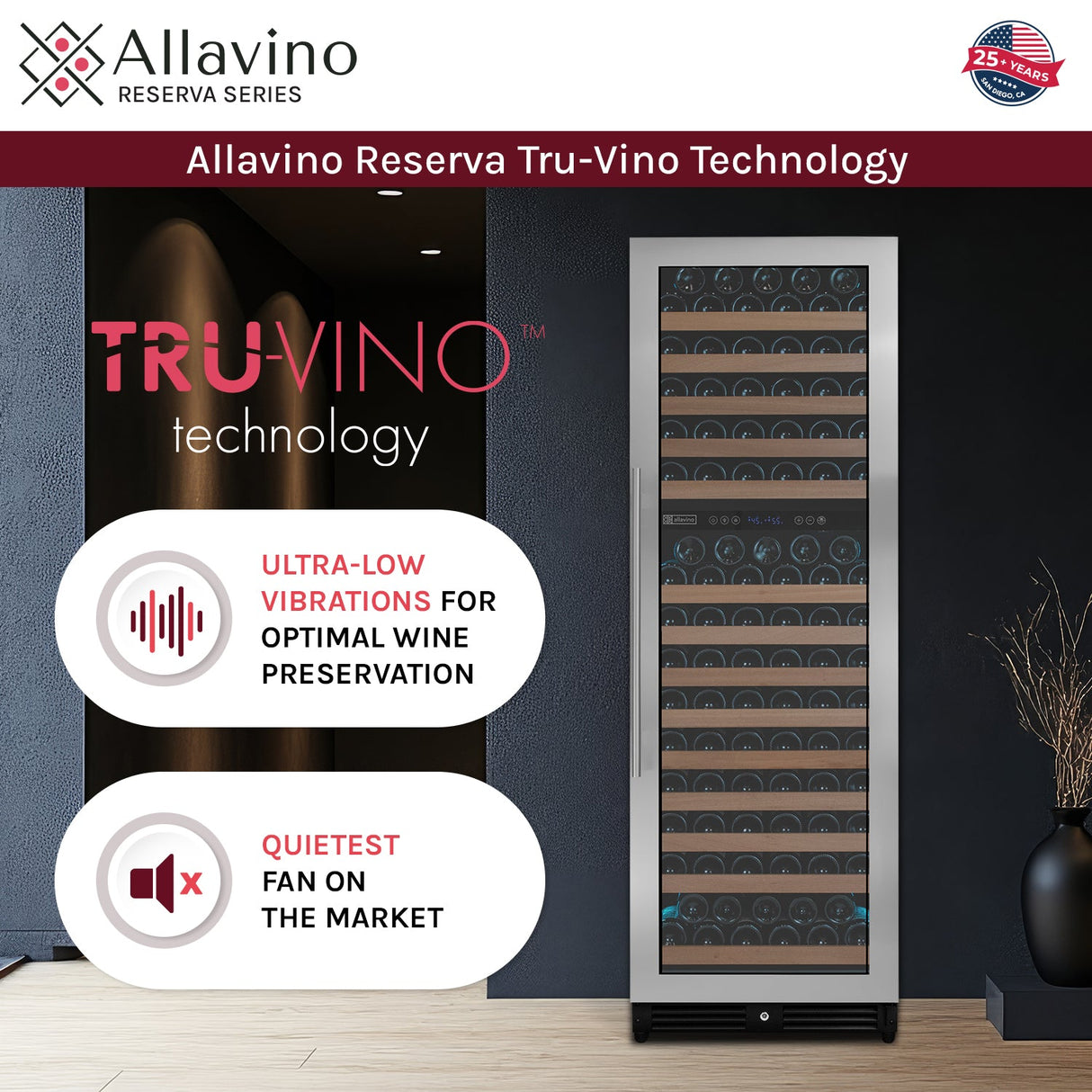 Allavino Reserva Series 172-Bottle Dual Zone Built-In Wine Refrigerator with Stainless Steel Door Right Hinge VSW71LD-2SR