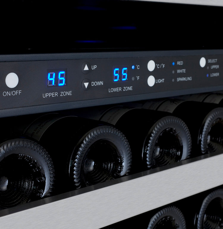 Allavino 47" Wide FlexCount II Tru‑Vino 344 Bottle Four‑Zone Stainless Steel Side‑by‑Side Wine Refrigerator BF 2X‑VSWR172‑2S20