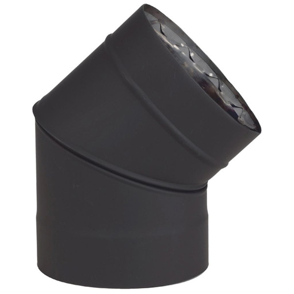 Ventis 6" Black 45-Degree Fixed Elbow (Double-Wall Black Stove Pipe)