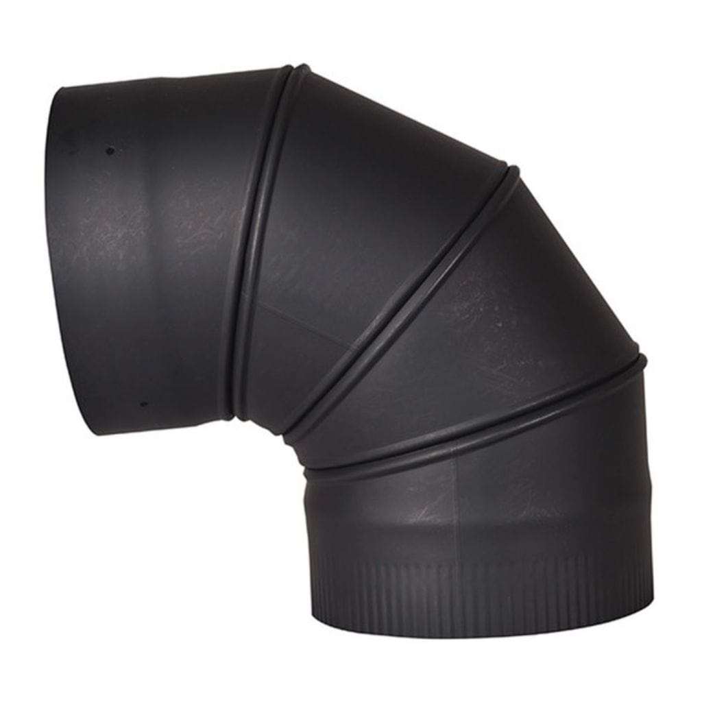 Ventis 6" Black 90-Degree Fixed Elbow (Single-Wall Black Stove Pipe)