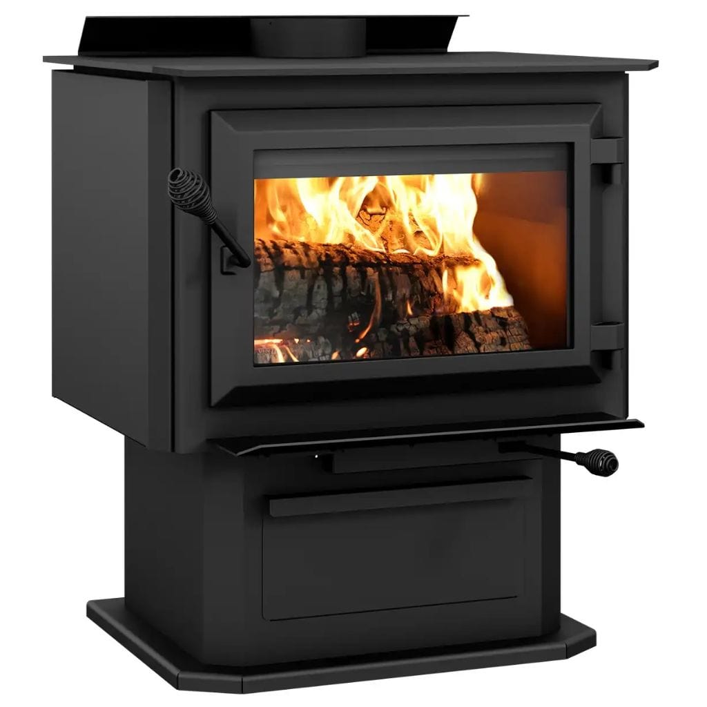 Ventis 27" HES240 Large Black Wood Stove With Pedestal
