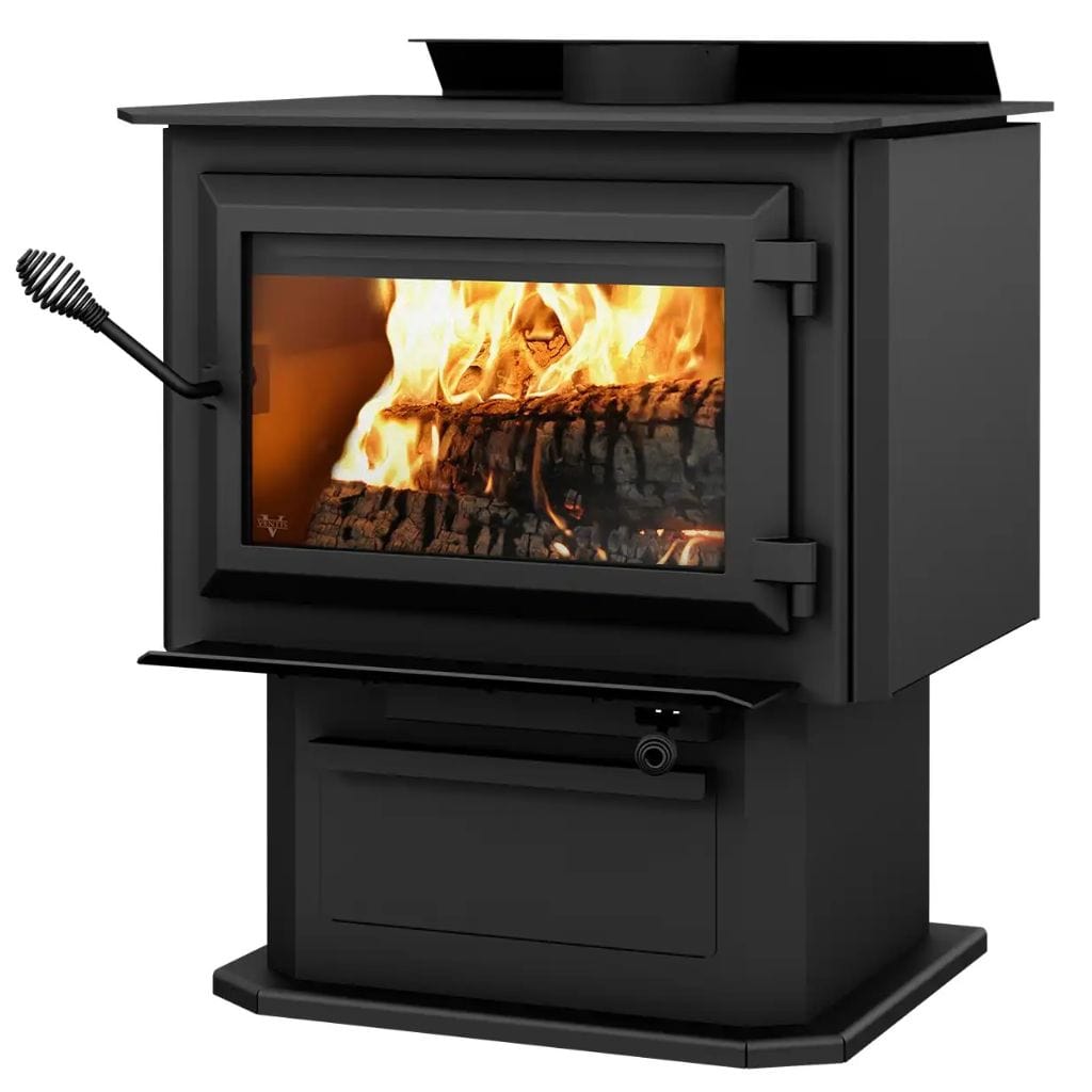 Ventis 27" HES240 Large Black Wood Stove With Pedestal