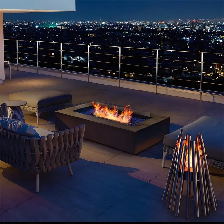 HearthArtSinn Volcano 15 Outdoor Stainless Gas Fireplace Steel Fire Pit