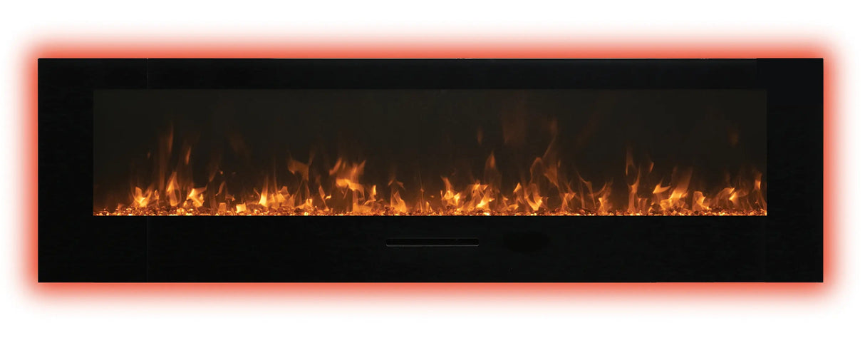 Amantii WM-FM-60-7023-BG 60" Wall/Flush Mount Electric Fireplace with Glass Surround