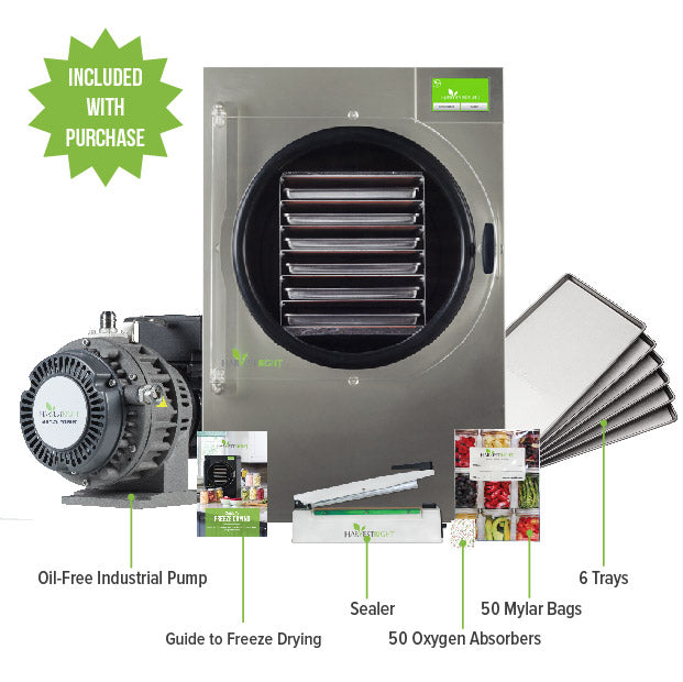 Harvest Right Large Home Pro Freeze Dryer with Oil Free Vacuum Pump, 6 Trays and Mylar Starter Kit in Stainless Steel