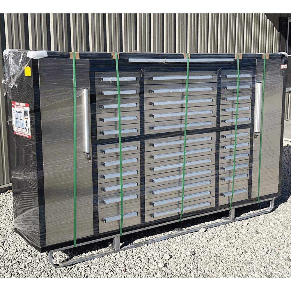 Chery Industrial 9 ft Garage Storage Cabinet with 34 Drawers & 2 Cabinets