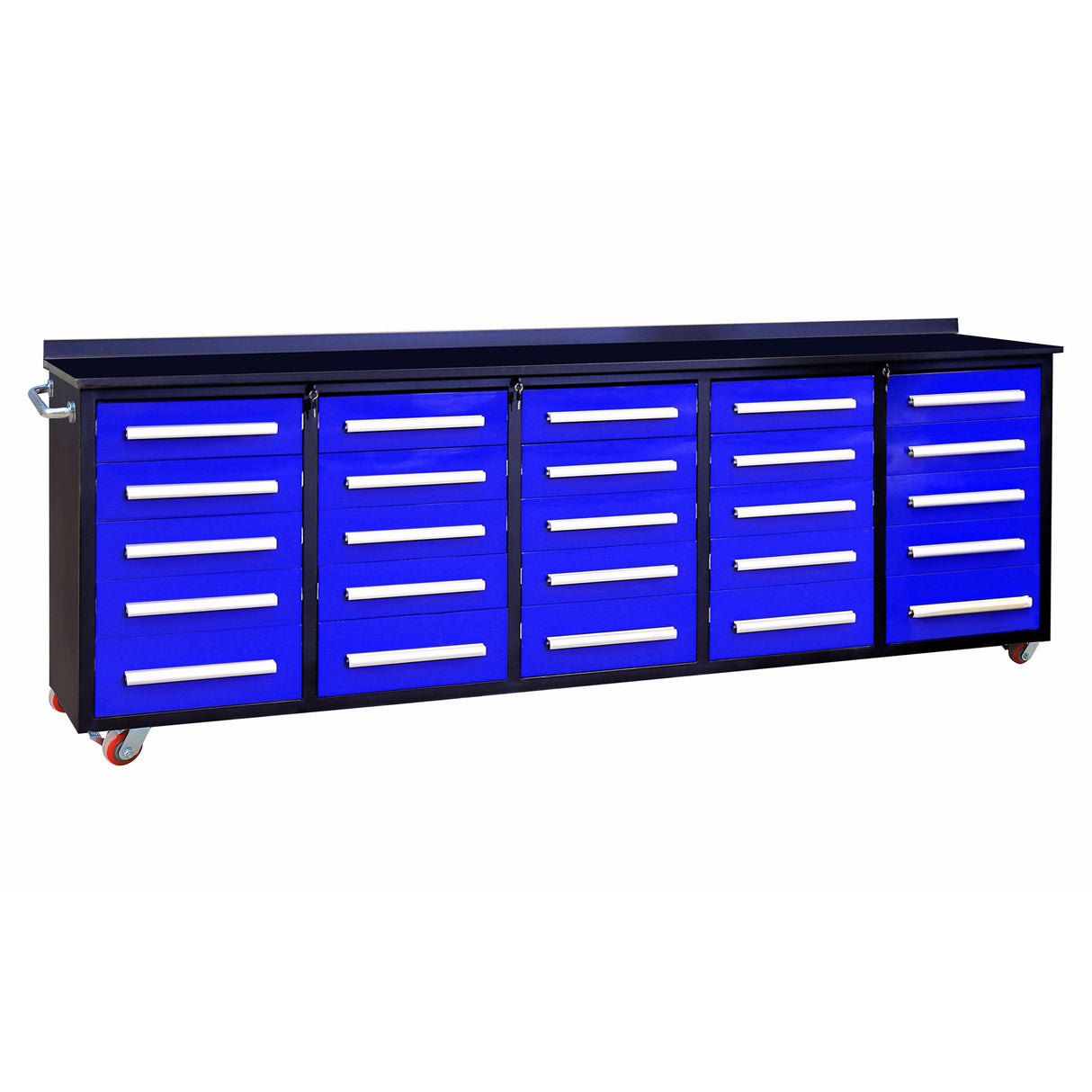 Chery Industrial 10’ Rolling Storage Workbench with 25 Drawers and Wheels