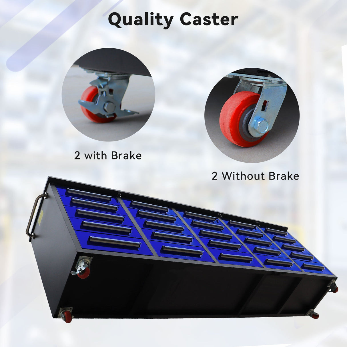 Chery Industrial 10’ Rolling Storage Workbench with 25 Drawers and Wheels