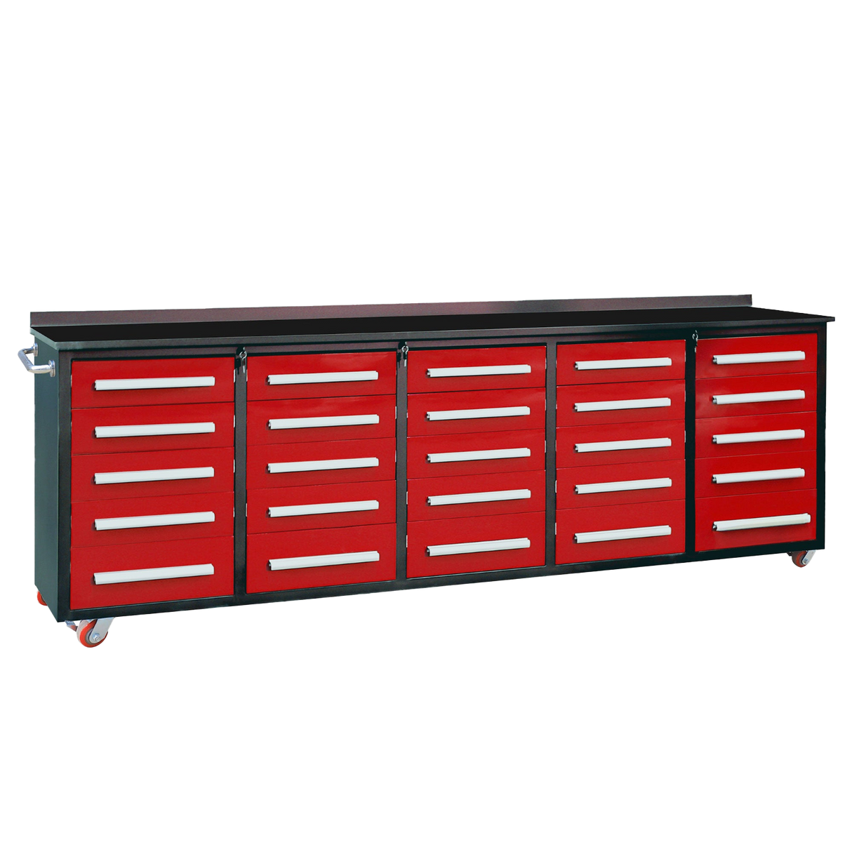 Chery Industrial 10’ Rolling Storage Workbench with 25 Drawers and Wheels