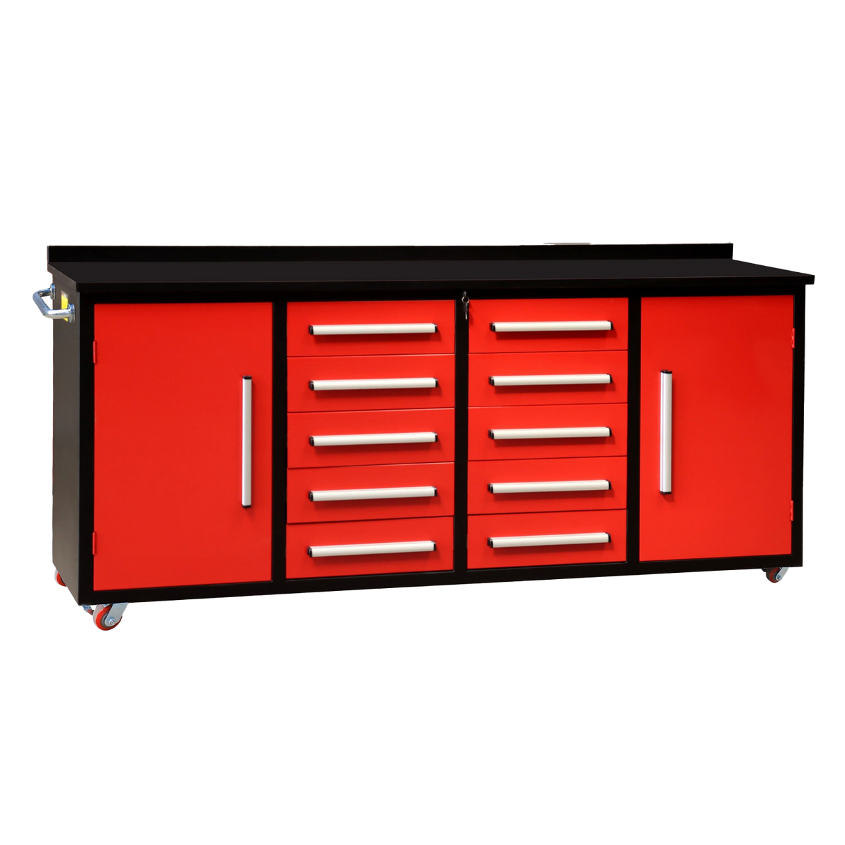 Chery Industrial 7ft 10-drawer Storage Workbench with Wheels