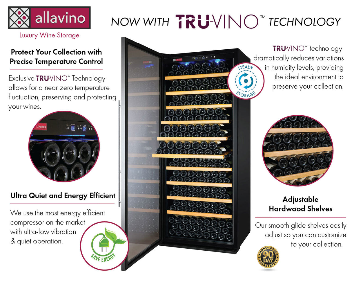 Allavino Vite II Tru-Vino 63″ 554 Bottle Dual Zone Stainless Steel Side-by-Side Wine Refrigerator