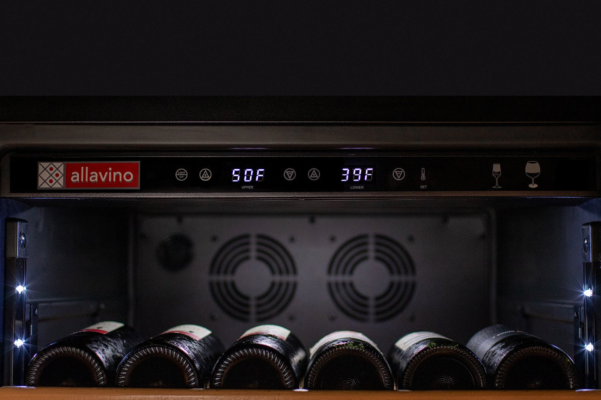 Allavino 76.5″ Tall Black Wine Refrigerator with Two Refrigerated Drawers Dual Zone Wine Cooler AO YHWR7724D-B