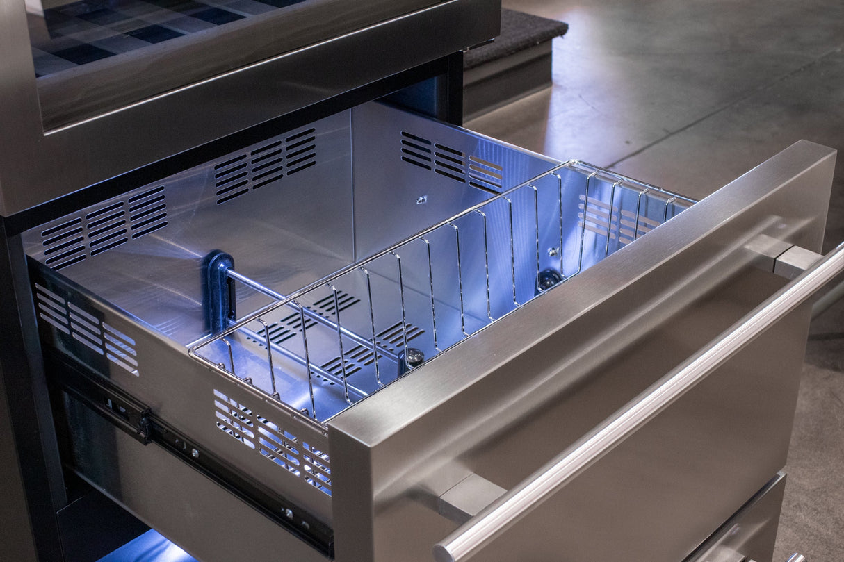 Allavino 76.5" Tall Stainless Steel Wine Refrigerator with Two Refrigerated Drawers AO YHWR7724D-S