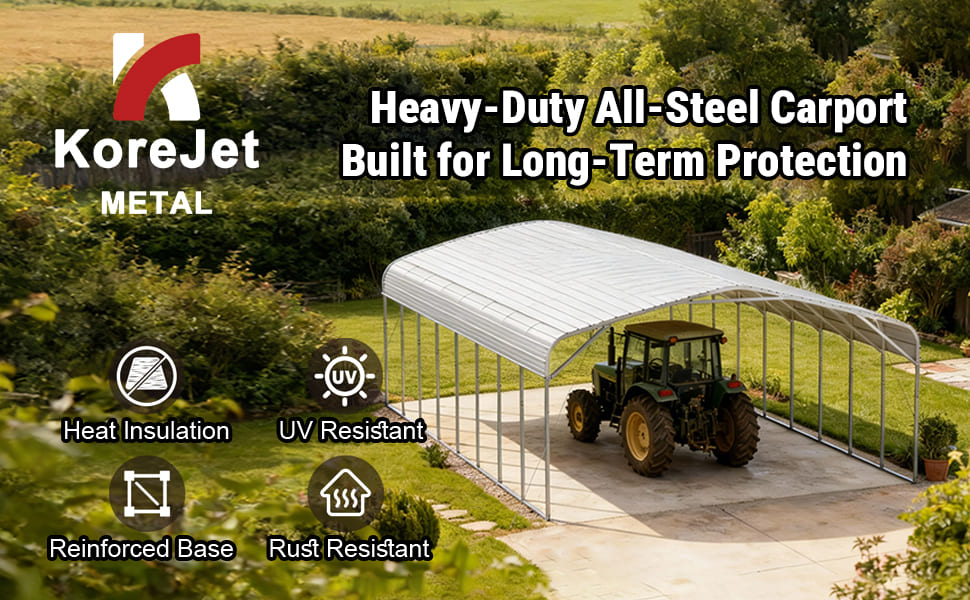 40FT × 20FT Metal Carport Garage Weatherproof Steel Vehicle Shelter
