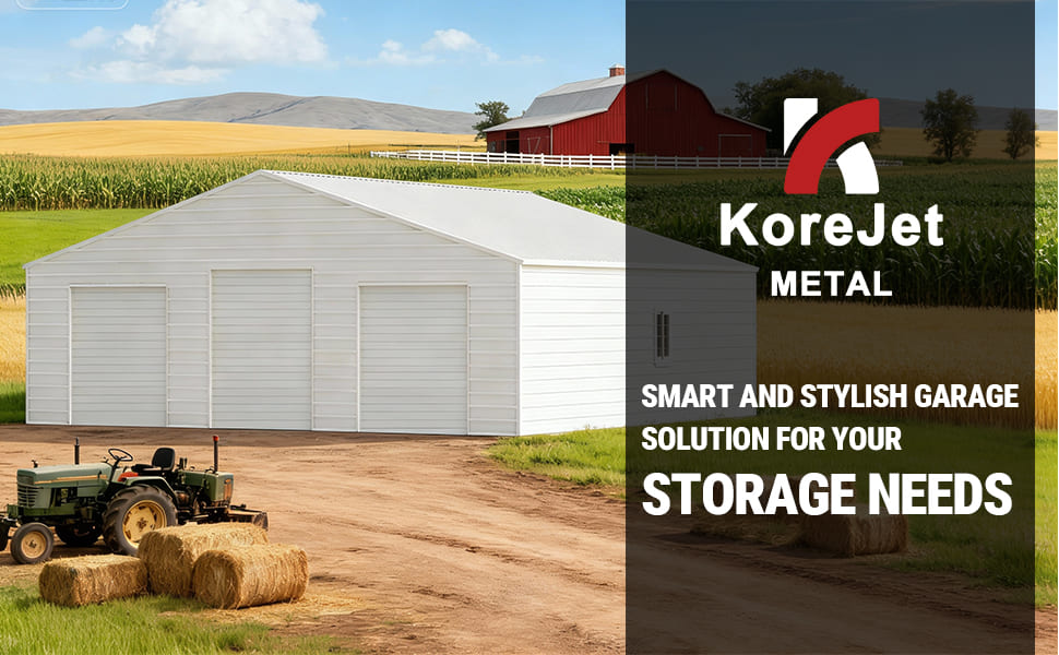 39FT × 39FT Metal Barn Heavy-Duty Steel Building with 3 Rolling Doors