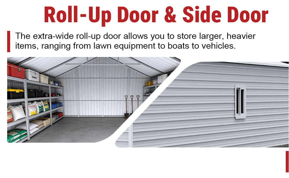 39FT × 39FT Metal Barn Heavy-Duty Steel Building with 3 Rolling Doors