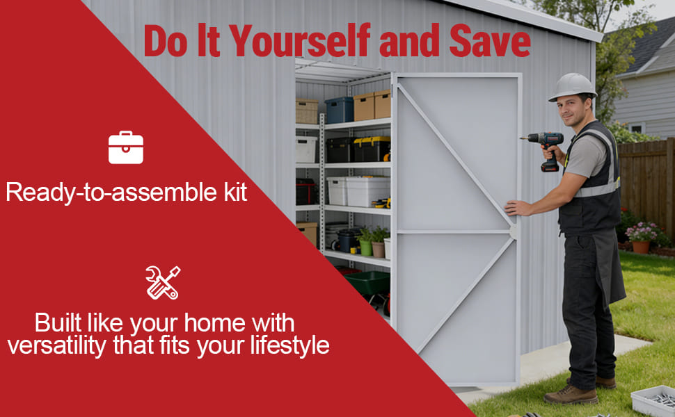 33FT × 25FT Metal Garage Barn Reinforced Steel Structure with Dual Doors