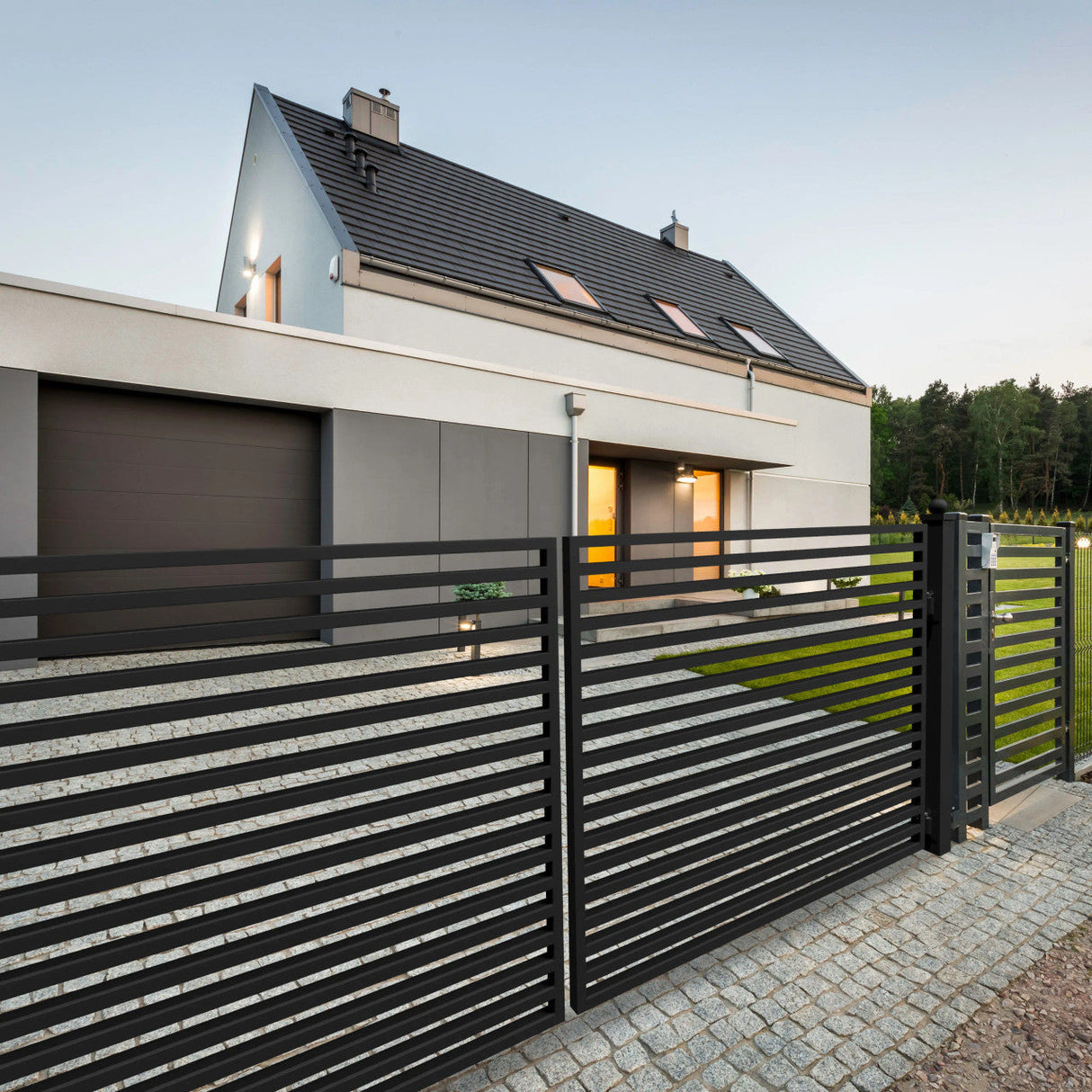 Chery Industrial 18'x6' Steel Dual Swing Driveway Gate - MILAN Style