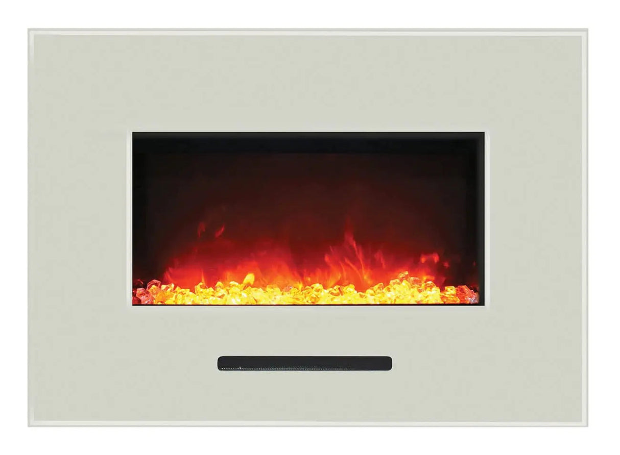 Amantii WM-FM-26-3623-BG 26" Wall/Flush Mount Electric Fireplace with Glass Surround