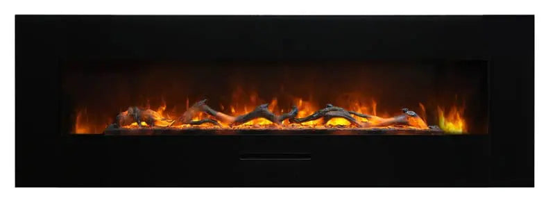 Amantii WM-FM-60-7023-BG 60" Wall/Flush Mount Electric Fireplace with Glass Surround